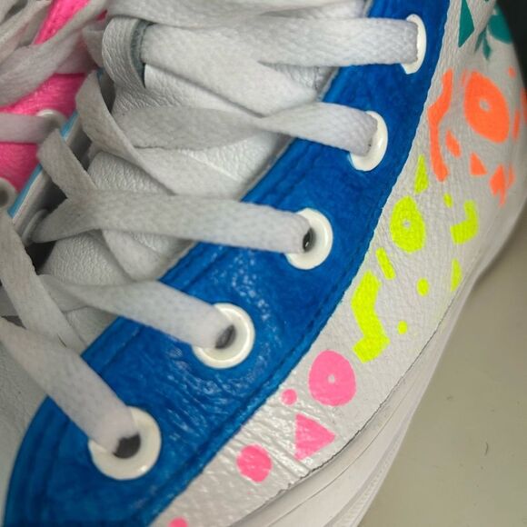 Converse Hand Painted Leather High Tops Trainers mens 6 / women’s 8 - Picture 6 of 16